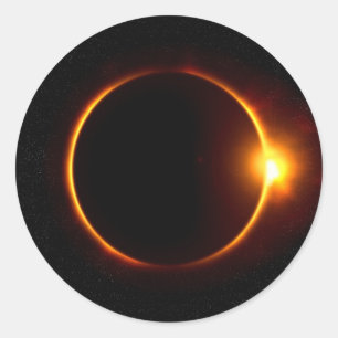 Solar Eclipse Dark Sun & Moon Runder Aufkleber