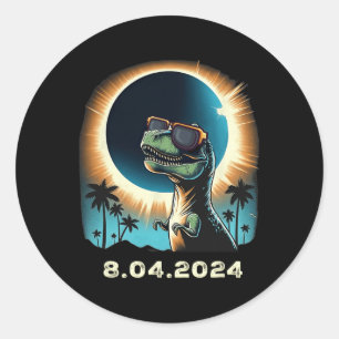 Solar-Eclipse-Dino mit Solar-Eclipse Runder Aufkleber