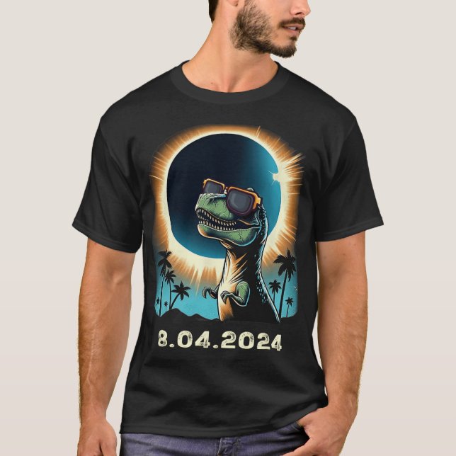 Solar-Eclipse-Dino mit Solar-Eclipse T-Shirt (Vorderseite)