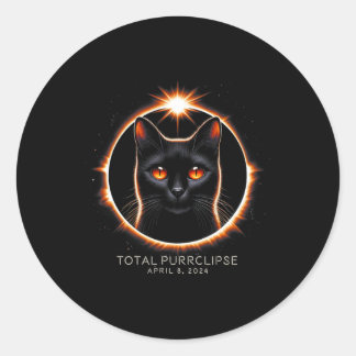 Solar Eclipse Fun Purclipse Katze mit Datum Runder Aufkleber