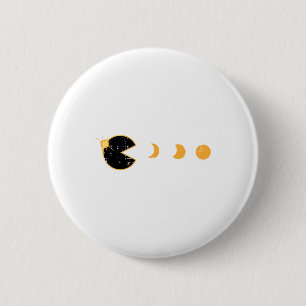 Solar Eclipse Gamer Eating Sun Retro Video Game Me Button