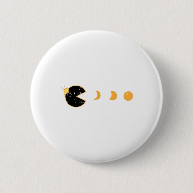 Solar Eclipse Gamer Eating Sun Retro Video Game Me Button (Vorderseite)