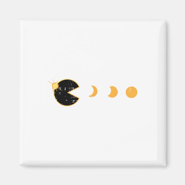 Solar Eclipse Gamer Eating Sun Retro Video Game Me Magnet (Vorne)