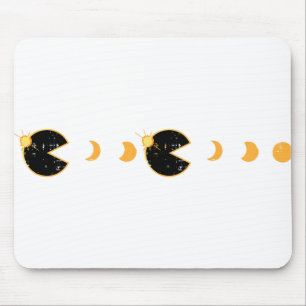 Solar Eclipse Gamer Eating Sun Retro Video Game Me Mousepad