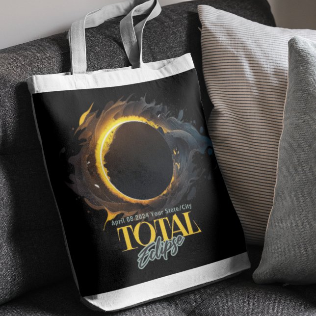 Solar Eclipse Geschenk 2024 Ihr Stadt Staat Black Tragetasche (Von Creator hochgeladen)