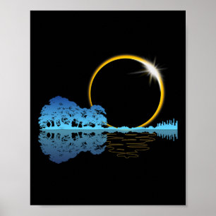 Solar Eclipse Gitarre Nature Moon Retro Stil Guita Poster
