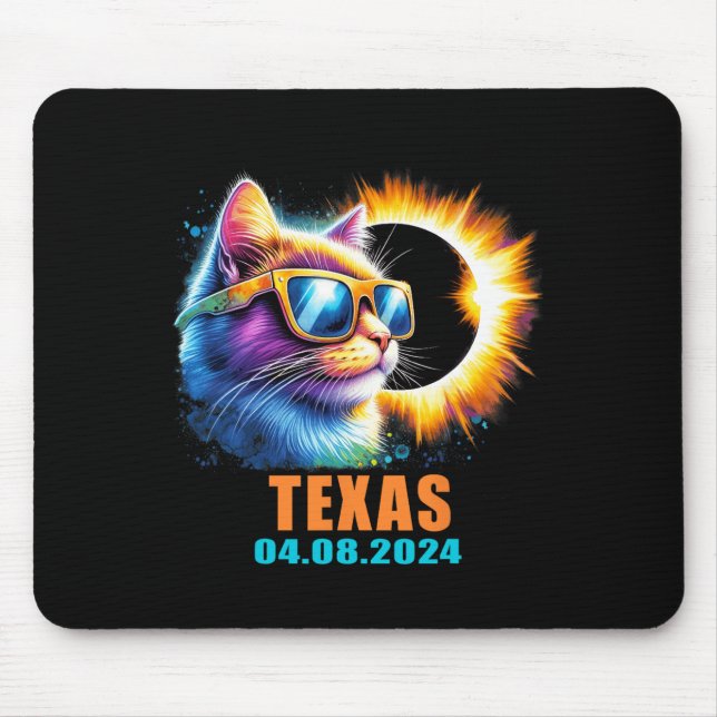 Solar-Eclipse-Gles insgesamt 2024 Cat Solar Eclips Mousepad (Vorne)