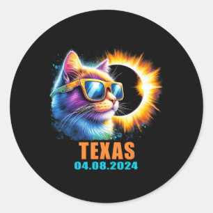 Solar-Eclipse-Gles insgesamt 2024 Cat Solar Eclips Runder Aufkleber