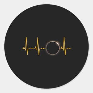 Solar Eclipse Heartbeat, 8. April 2024, Solar Ecli Runder Aufkleber