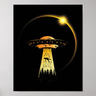 Solar Eclipse insges. 8. April 2024 Alien Ufo Poster
