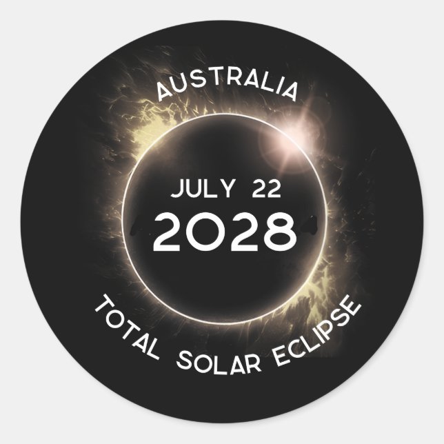 Solar Eclipse insgesamt 2028 Australien Runder Aufkleber (Vorderseite)