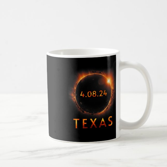Solar Eclipse insgesamt 8. April 2024 Texas Solar  Kaffeetasse (Rechts)