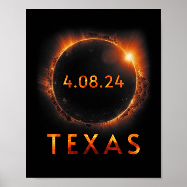 Solar Eclipse insgesamt 8. April 2024 Texas Solar  Poster (Vorne)