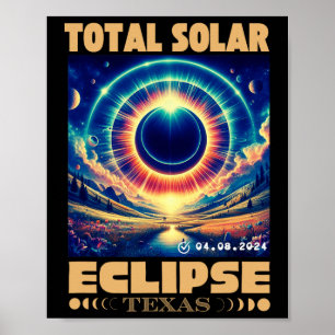Solar Eclipse insgesamt 8. April 2024 Texas Solar Poster