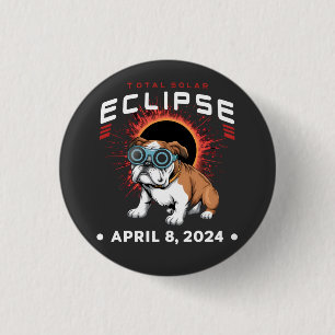 Solar Eclipse insgesamt April 2024 Bulldog-Übergab Button