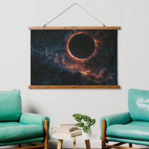 Solar Eclipse Inspiriere Awe AI Art von Xzendor7 Wandteppich Mit Holzrahmen
