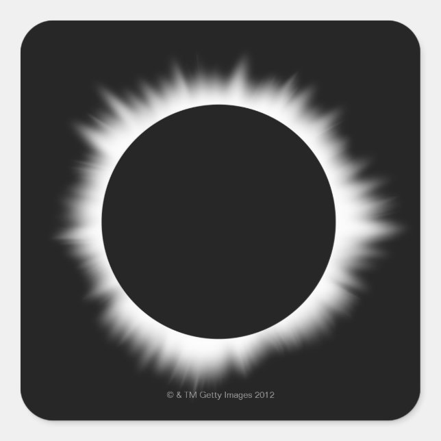 Solar Eclipse mit Corona Quadratischer Aufkleber (Vorderseite)