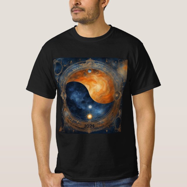 Solar Eclipse Mystical Balance 2024 Name Männer hi T-Shirt (Vorderseite)