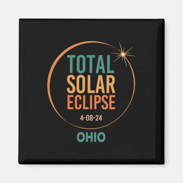 Solar Eclipse Ohio 8. April 2024 Insgesamt Magnet (Vorne)