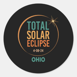 Solar Eclipse Ohio 8. April 2024 Insgesamt Runder Aufkleber