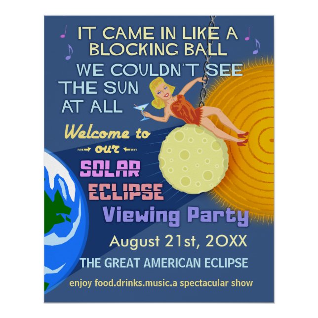 Solar Eclipse Party Funny Retro Sun Viewing 2017 Poster (Vorderseite)