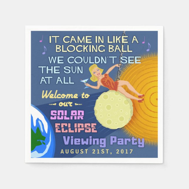 Solar Eclipse Party Funny Retro Sun Viewing 2017 Serviette (Vorderseite)