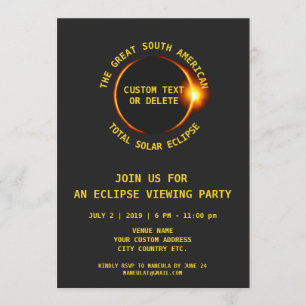 Solar Eclipse Party insgesamt 7.2.2019 Südamerika Einladung