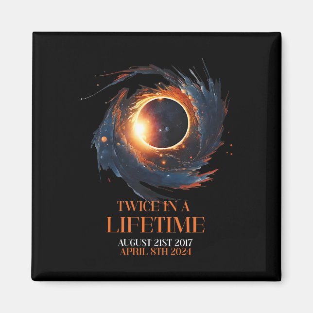 Solar-Eclipse-Shirt zweimal im Leben 2024 Solar E Magnet (Vorne)