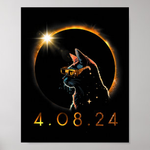 Solar Eclipse T Cat Wearing Solar Eclipse Brille Poster