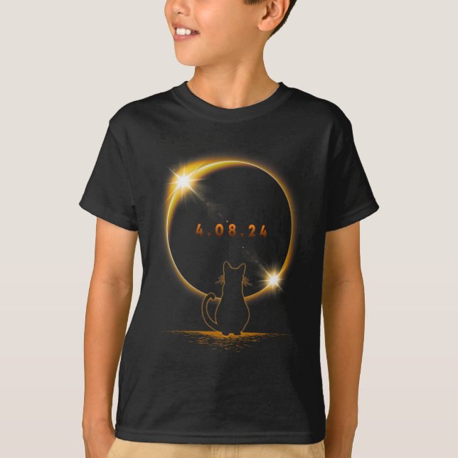 Solar Eclipse T Cat Wearing Solar Eclipse Brille T-Shirt (Vorderseite)