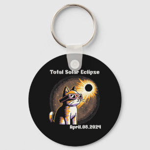 Solar Eclipse T-Shirt 2024 Cat Wearing Solar Eclip Schlüsselanhänger