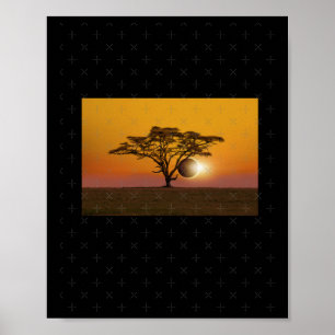 Solar Eclipse Thru Tree Sticker Poster