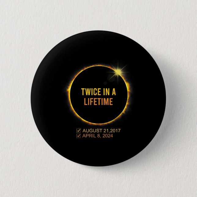 Solar-Eclipse zweimal im Leben 2024 Solar-Ausschni Button (Vorderseite)