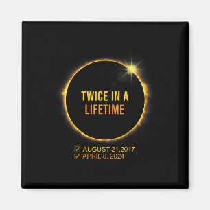 Solar-Eclipse zweimal im Leben 2024 Solar-Ausschni Magnet