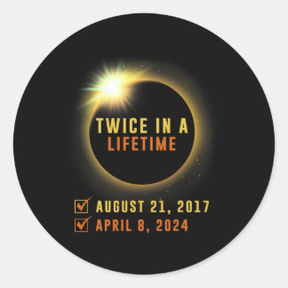 Solar-Eclipse zweimal im Leben 2024 Solar-Eclipse Runder Aufkleber
