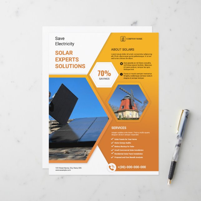 Solar Expert Flyer Vorlage (Vorderseite/Rückseite Beispiel)