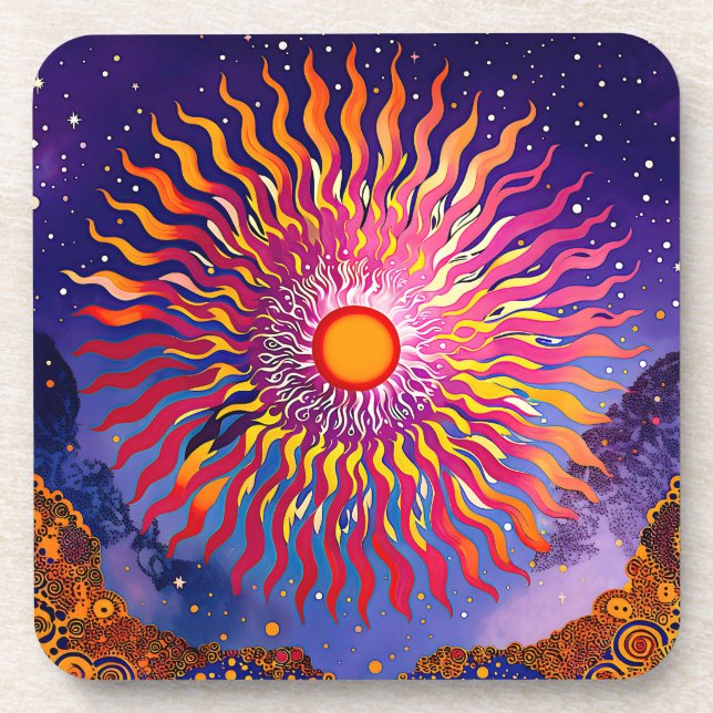 "Solar flüstert in den Himmel" Die Sonne Getränkeuntersetzer (Vorderseite)