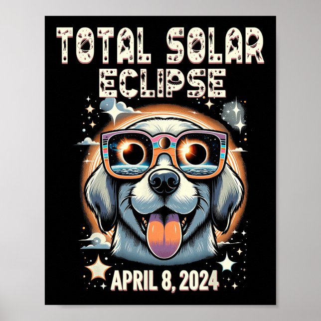 Solar-Gesamt-Eclipse-Hunde mit Solarglas Poster (Vorne)