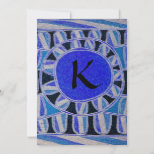 SOLAR GOLD MONOGRAM, hellblau türkis schwarz Einladung