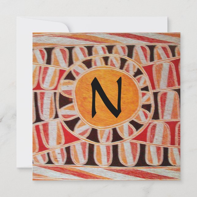 SOLAR GOLD MONOGRAM, hellgelb orange schwarz Einladung (Vorderseite)