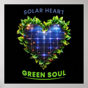 Solar Heart Green Soul - Solarpunk Art Print Poster