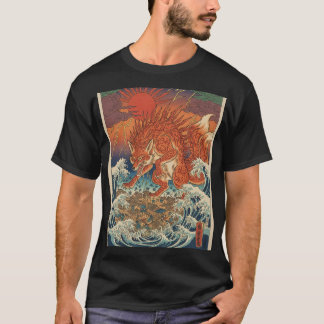 Solar Kitsune Über Wellen T-Shirt