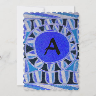 SOLAR MONOGRAM Geometric BlueTürkise White Black Einladung