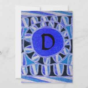 SOLAR MONOGRAM, hellblau türkis schwarz weiß Einladung