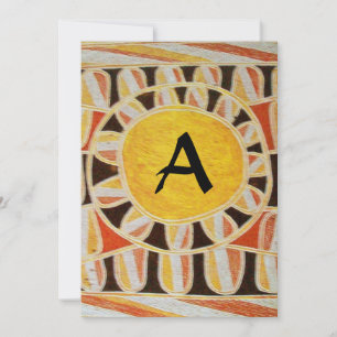 SOLAR MONOGRAM, hellgelb orange Schwarz-weiß Einladung