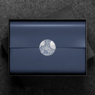 Solar Mystique   Dusty Blue Silver Moon Stars Sun Runder Aufkleber