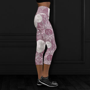 Solar Mystique   Rosa Silbermondsterne Sun Eyes Capri Leggings