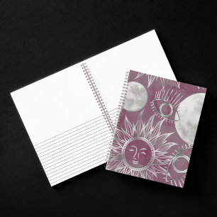 Solar Mystique Rosa Silbermondsterne Sun Eyes Notizbuch