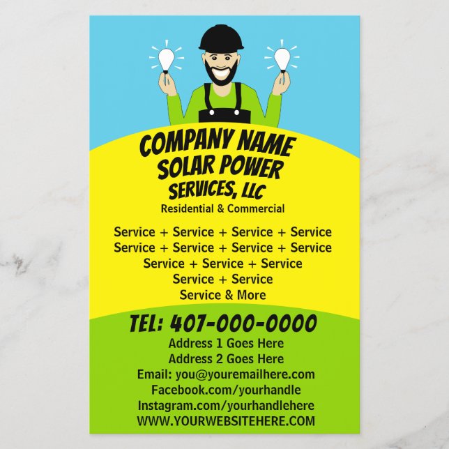 Solar Panel Light Bulb Services Company Flyer (Vorne)