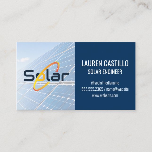Solar Panels Energy | Light Bulb | QR Scan Code Visitenkarte (Vorderseite)